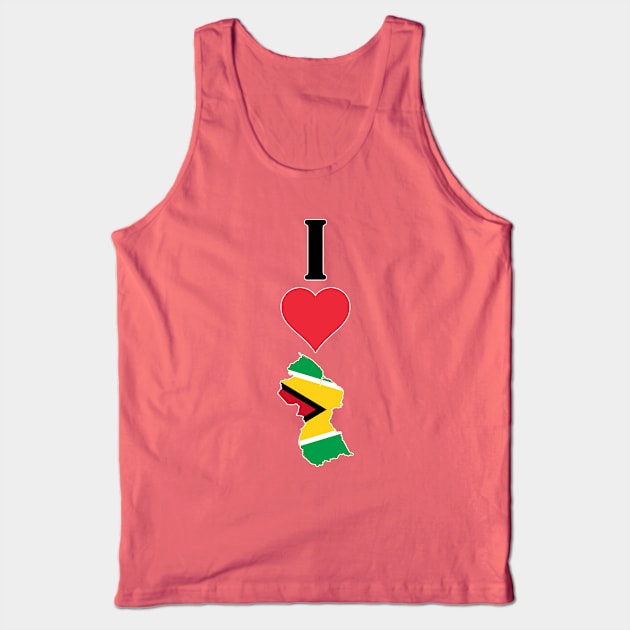 I Heart Guyana Vertical I Love Guyanese National Flag Map Tank Top by Sports Stars ⭐⭐⭐⭐⭐